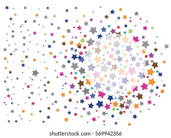 abstract background of colored stars on a white background