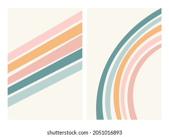 Abstract background colored stripes hand-drawn, made in pastel colors. Cute modern collage. A set of vector illustrations in a fashionable abstract design style.