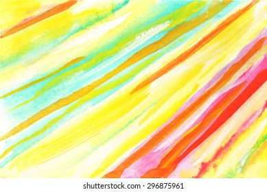 Abstract background of colored stripes. Handmade paint on paper. Easily Editable vector illustration.