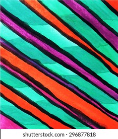 Abstract background of colored stripes. Handmade paint on paper. Easily Editable vector illustration.