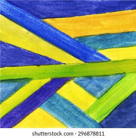 Abstract background of colored stripes, triangles and other geometric shapes. Handmade paints on paper. Easily Editable vector illustration.
