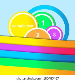 Abstract background with colored strips and paper circles