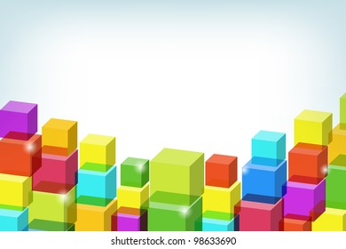 Abstract background with colored transparent cubes.  Vector Eps10
