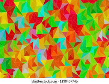 Abstract background with colored triangles blooming spring flowers 