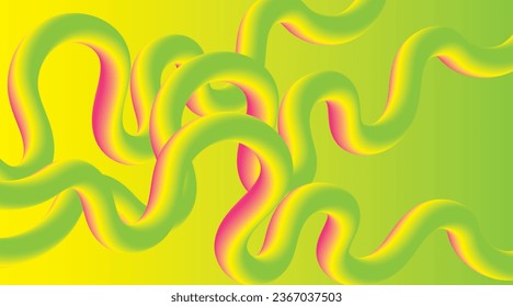 Abstract background with colored tubes on green background for your design. Beautiful gradient 