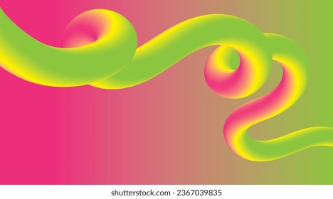 Abstract background with colored tubes on green and pink background for your design. Beautiful gradient 