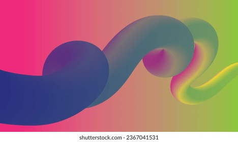 Abstract background with colored tubes on green and pink background for your design. Beautiful gradient 