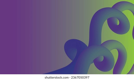 Abstract background with colored tubes on green and purple background for your design. Beautiful gradient 