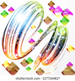 Abstract background- colored twisted round shape. Computer generated 3d vector illustration.