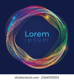 Abstract background with colored waves in the form of a circle with a place for inscription in the center. Vector template for poster, invitation, presentation, for business