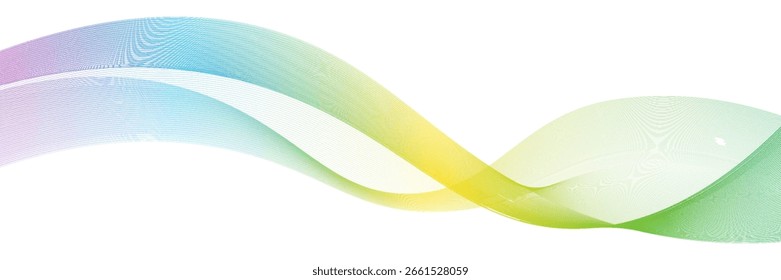 Abstract background of colored waves with smooth lines on a white background, design element. 