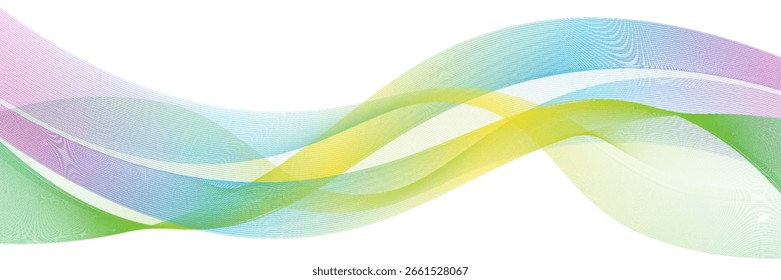 Fundo abstrato de ondas coloridas com linhas suaves em um fundo branco, elemento de design. ilustração