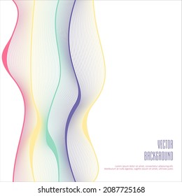 Abstract background with colored wavy lines on white background