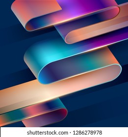Abstract  background. 
Colorful 3D tape on dark background