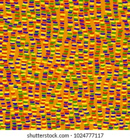 Abstract background with colorful alternating spots of paint on orange background