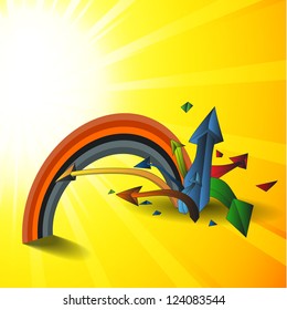 abstract background with colorful arrows and rainbow