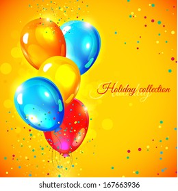 Abstract Background with Colorful Balloons. Vector illustration. Holiday design for Birthday Card.