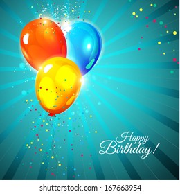Abstract Background with Colorful Balloons. Vector illustration. Holiday design for Birthday Card.