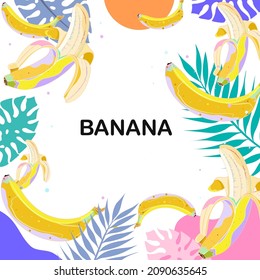 Abstract background with colorful Banana, colorful background, tropical background , Fresh concept  design,Sale banner.