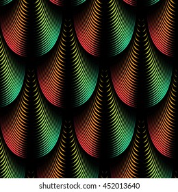Abstract background with colorful blended volumetric feather lines
