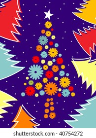 abstract background with colorful blossom tree, star