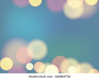 Abstract background with colorful bokeh effect.Template of blurred defocused lights in  for greeting, invitation card, banner and poster to celebrate on holiday season in vector illustration.