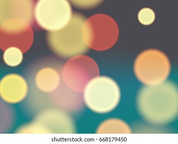 Abstract background with colorful bokeh effect.Template of blurred defocused lights in for greeting, invitation card, banner and poster to celebrate on holiday season in vector illustration.