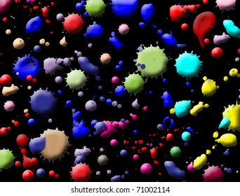 abstract background with colorful bright ink splat on black