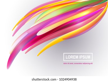 Abstract background of colorful brush stroke oil or acrylic paint. Wave vector lines