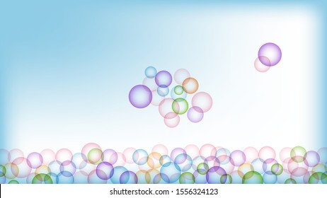 Abstract background with colorful bubbles. Vector illustration of balls textured with glow pattern. fun background concept. Horizontal banner. Decoration element for design