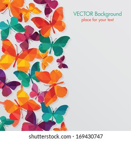 Abstract background. Colorful butterflies