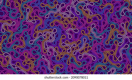 Abstract background with colorful chaotic elastic bands in flat style. Vetor background