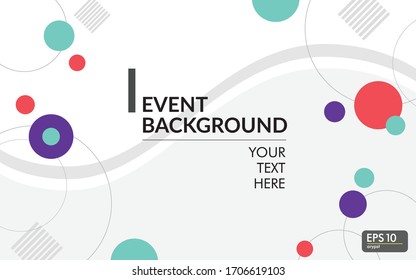 Abstract background with colorful circles, circular line and gray wavy shapes.