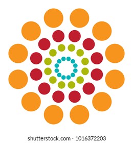 Abstract background with colorful circles hypnosis. Vector.