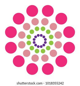 Abstract background with colorful circles hypnosis. Vector.