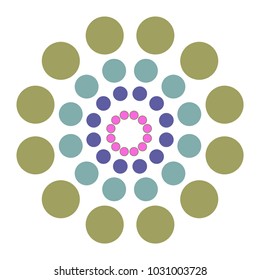 Abstract background with colorful circles hypnosis. Vector.