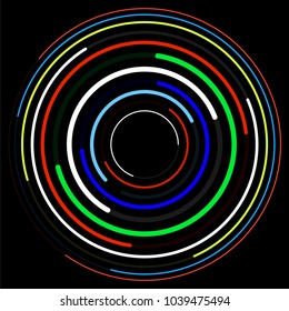 Abstract background of colorful circles with lines, technology backdrop, geometric shapes, vector illustration, eps 10