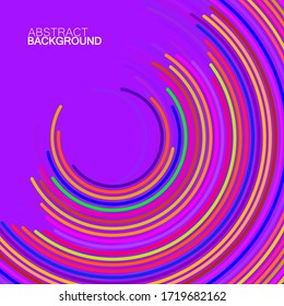 Abstract background of colorful circles with lines, technology backdrop, geometric shapes, vector illustration
