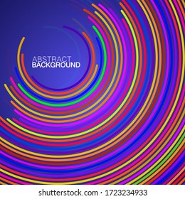 Abstract background of colorful circles with lines, technology backdrop, geometric shapes, vector illustration