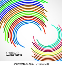 Abstract background of colorful circles with lines, technology backdrop, geometric shapes, vector illustration, eps 10