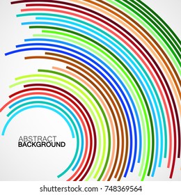 Abstract background of colorful circles with lines, technology backdrop, geometric shapes, vector illustration, eps 10