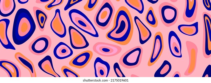 Abstract Background With Colorful Circles In Retro 60s Hippie Art Style.