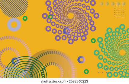 Fundo abstrato com círculos, formas e pontos coloridos. Ilustração vetorial para seu design. Eps10