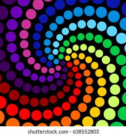 Abstract background of colorful circles in spiraled