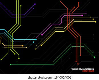 Abstrakter Hintergrund mit bunter Leiterplatte, technischem Hintergrund
