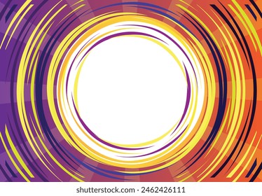 Abstract background with a colorful circular purple yellow light sparkling effect centered in the middle