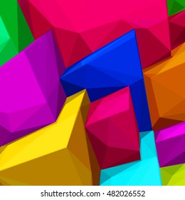 Abstract background with colorful cubes and triangular shades for magazines, booklets or mobile phone lock screen