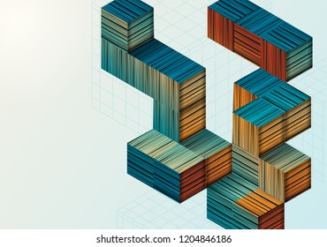 Abstract background with colorful cubes.Vector illustration.