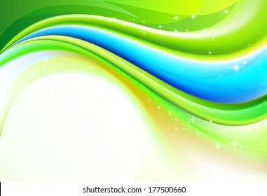 Abstract background with colorful curved elements and blank space