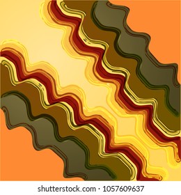 abstract background of colorful curved lines with 3D effect and paper cutout appearance for backgrounds, surface and template designs